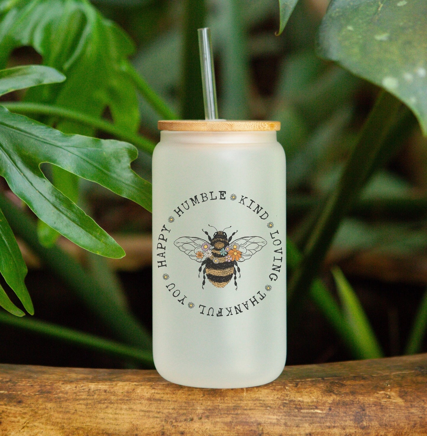 Happy Humble Kind - Frosted Can Glass Cup