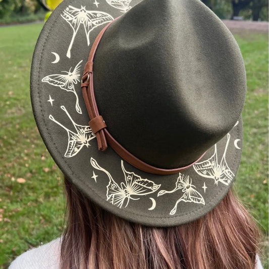 Vegan Felt Brim Hat - Luna Moths
