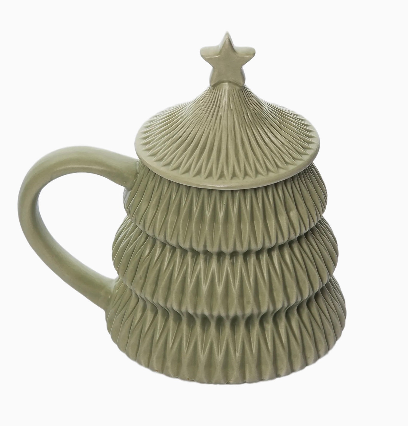 Green Christmas Tree Mug Cup with Lid