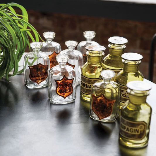 Painted Apothecary Glass Bottle