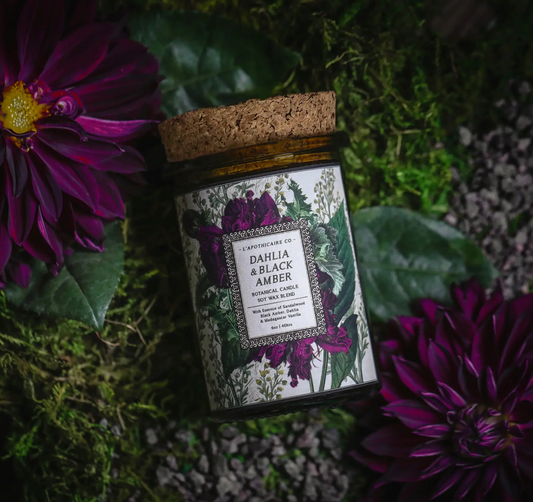 Dahlia + Black Amber Botanical Candle