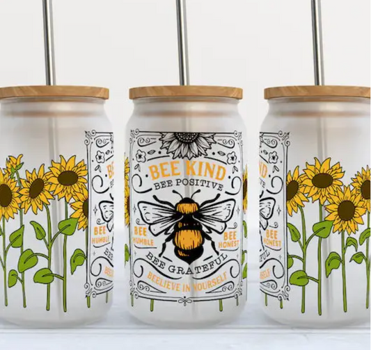 Bee Kind Glass Frosted Tumbler