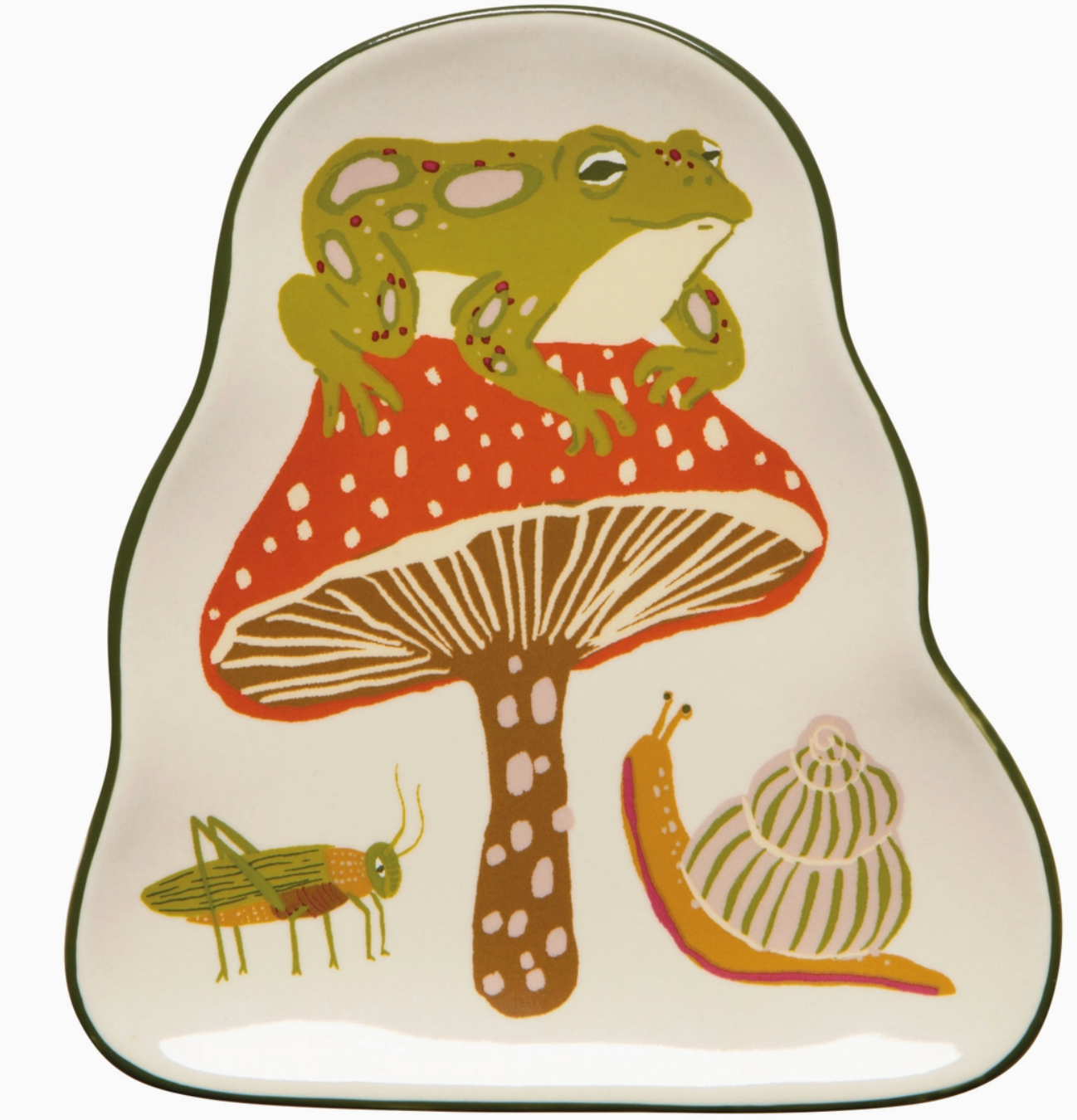 Frog Mushroom Ceramic Trinket Tray Dish