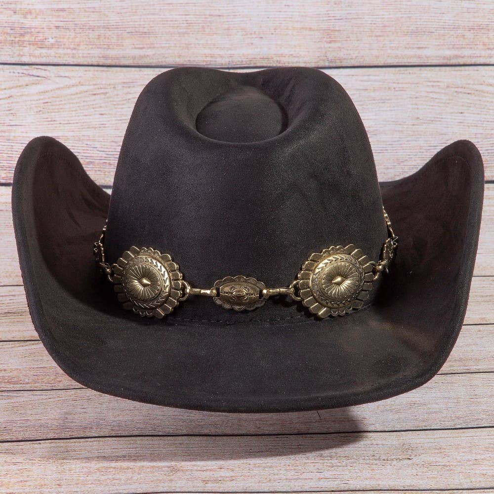 Western Concho Cowboy Hat - Gray Black