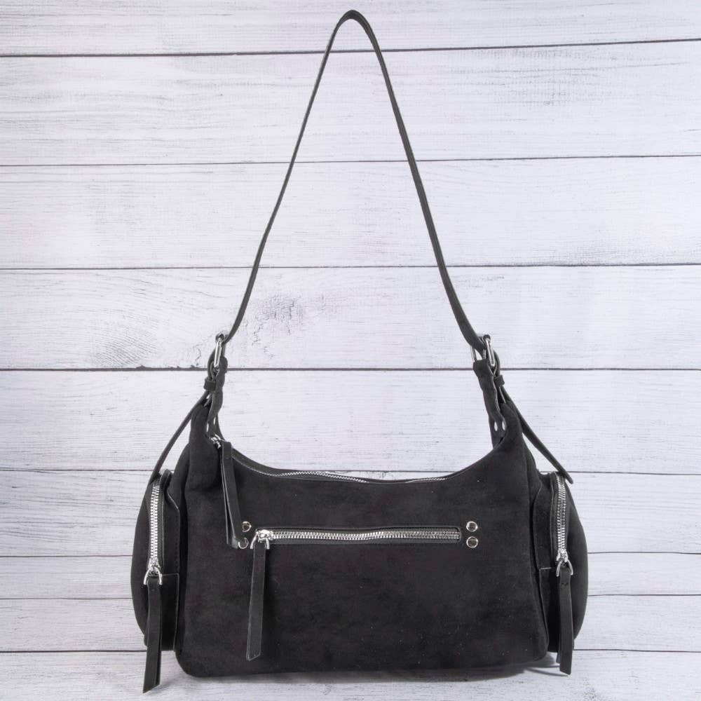 Double Zipper Pocket Rectangle Shoulder Bag