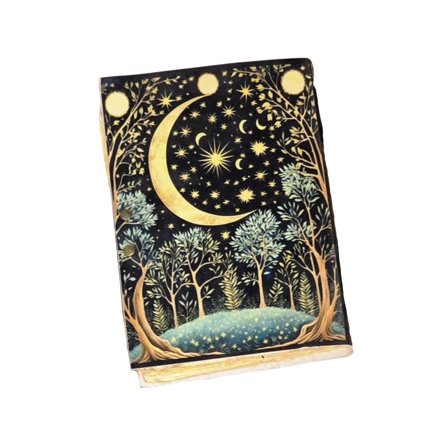 Handmade Leather Journal - Moon Forest