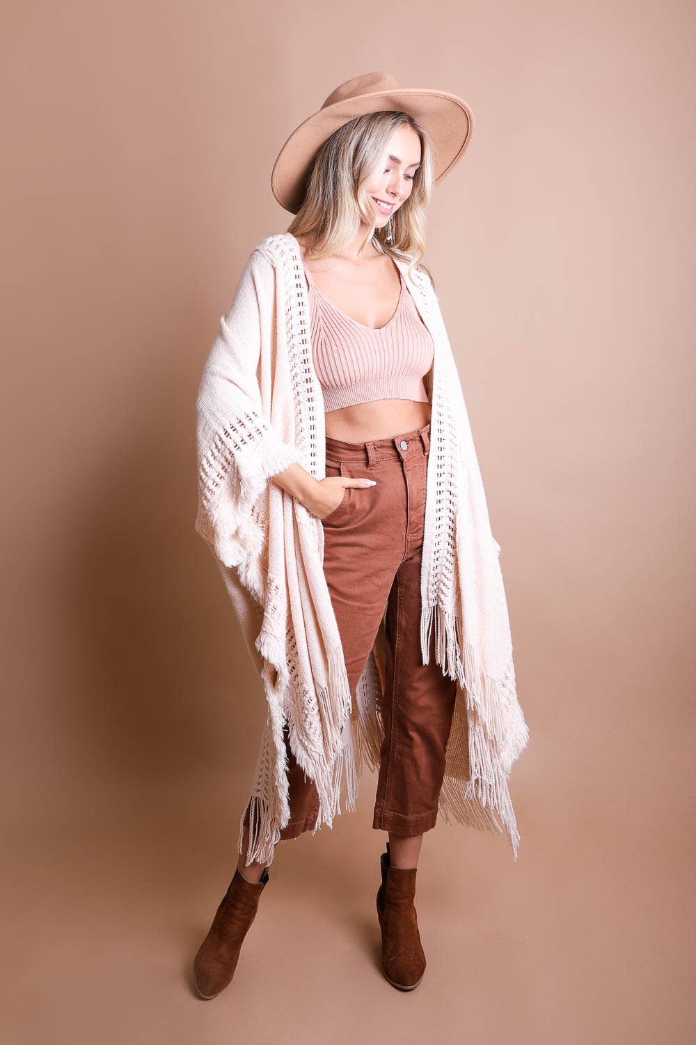 Knit Border Bohemian Ruana Cardigan