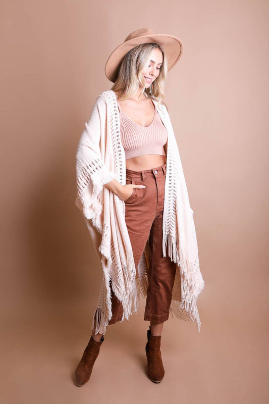 Knit Border Bohemian Ruana Cardigan