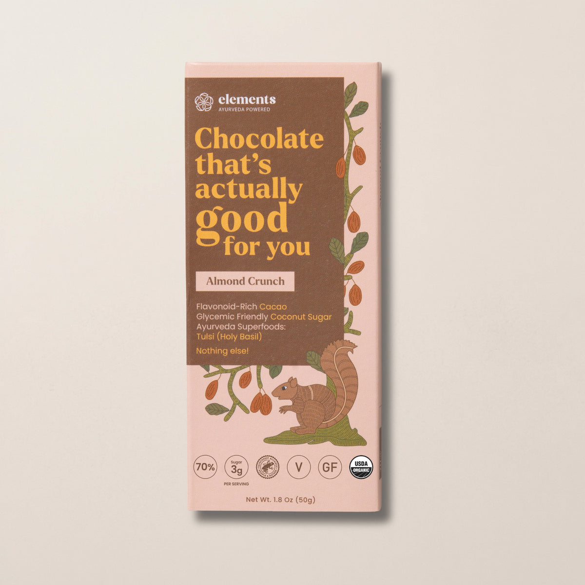 Almond Crunch Dark Chocolate Bar | Vegan Organic