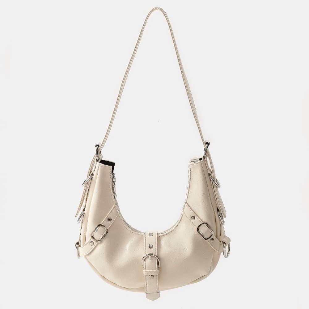 Multi Belt Strap Accent Shoulder Bag