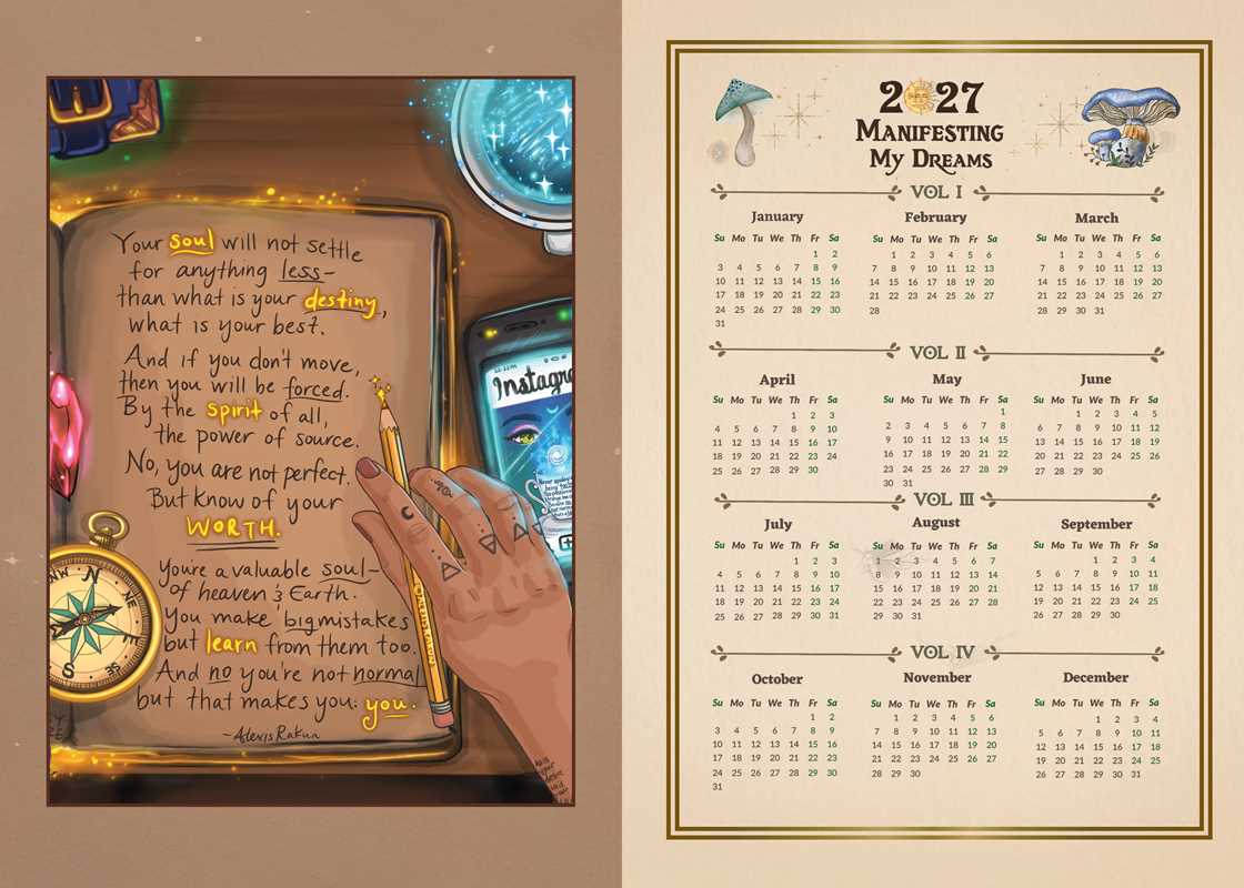 2027 Manifest Your Dreams Planner Calendar by Alexis Rakun