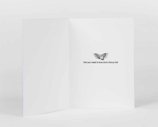 Owl Fancy Hat Greeting Post Card