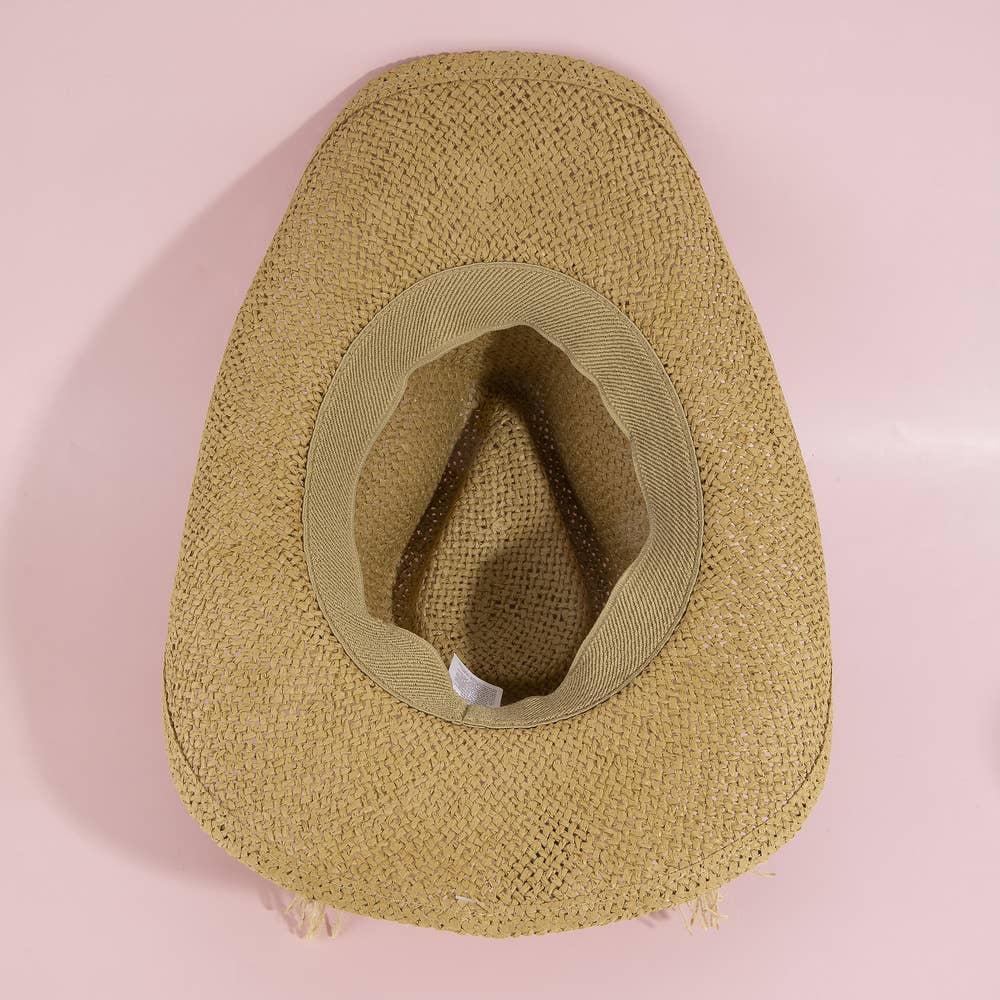 Paper Straw Cowboy Hat With Cowrie Shell Band