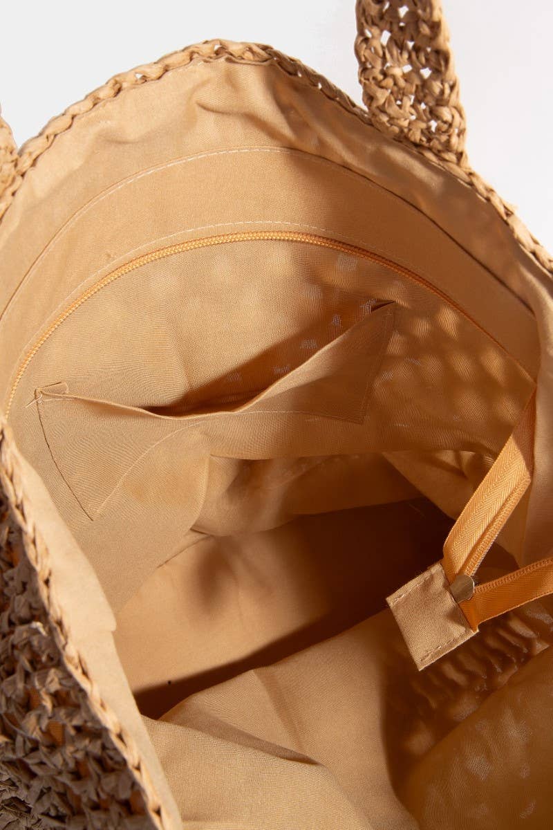 Long Braided Straw Tote Bag