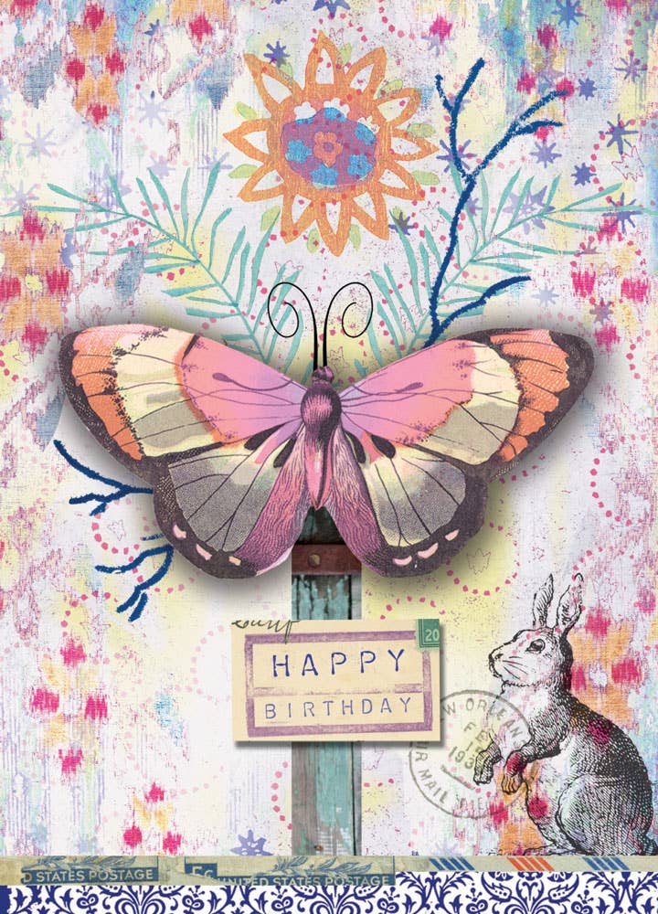 Butterfly Birthday Greeting Post Card