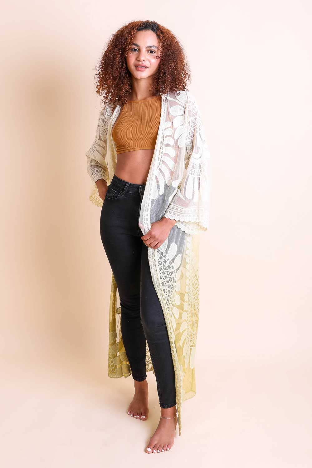 Ombre Lace Kimono Cardigan