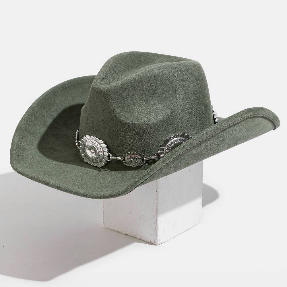 Western Concho Cowboy Hat - Gray Black