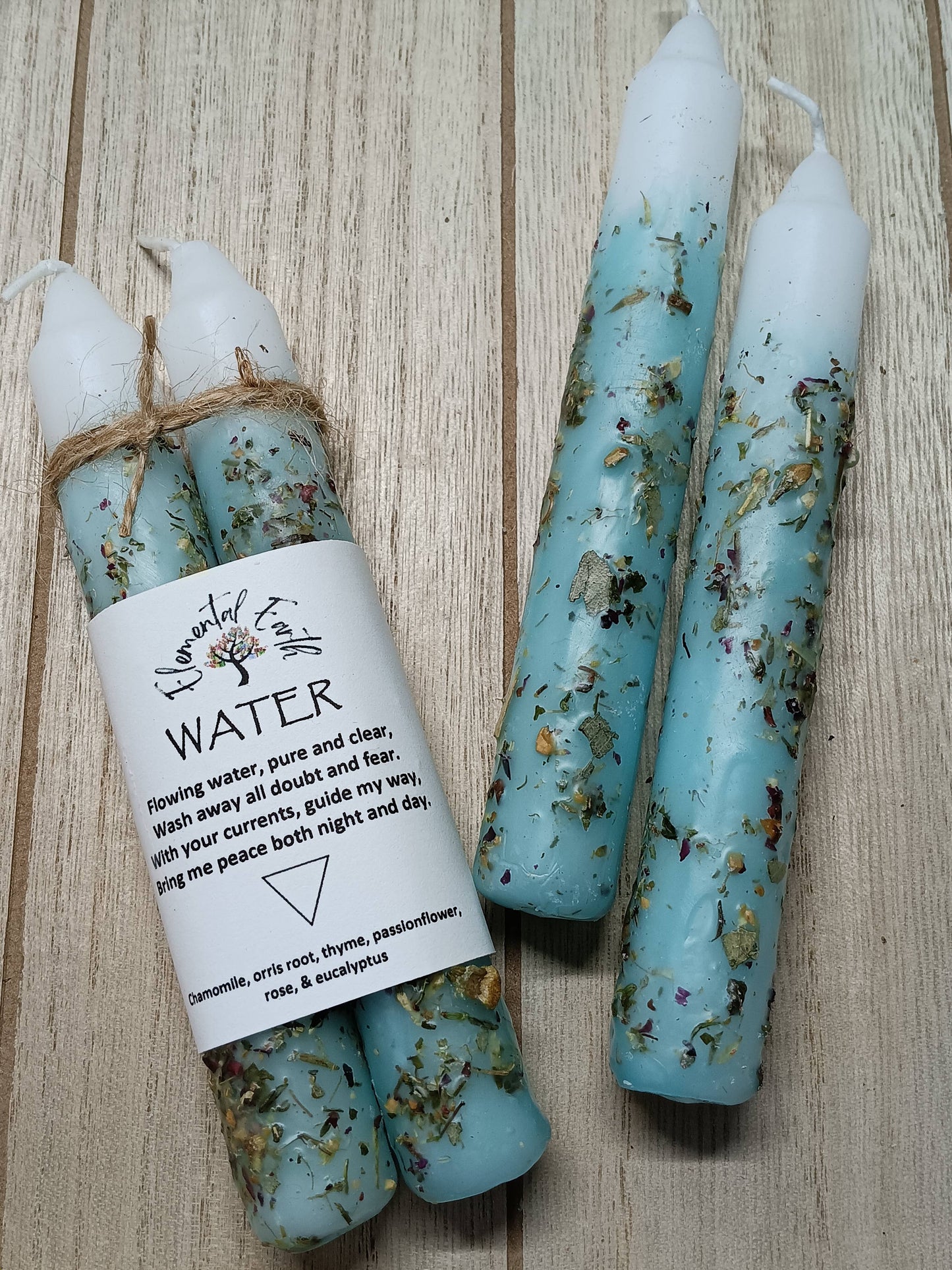 Water elemental herbal ritual candles