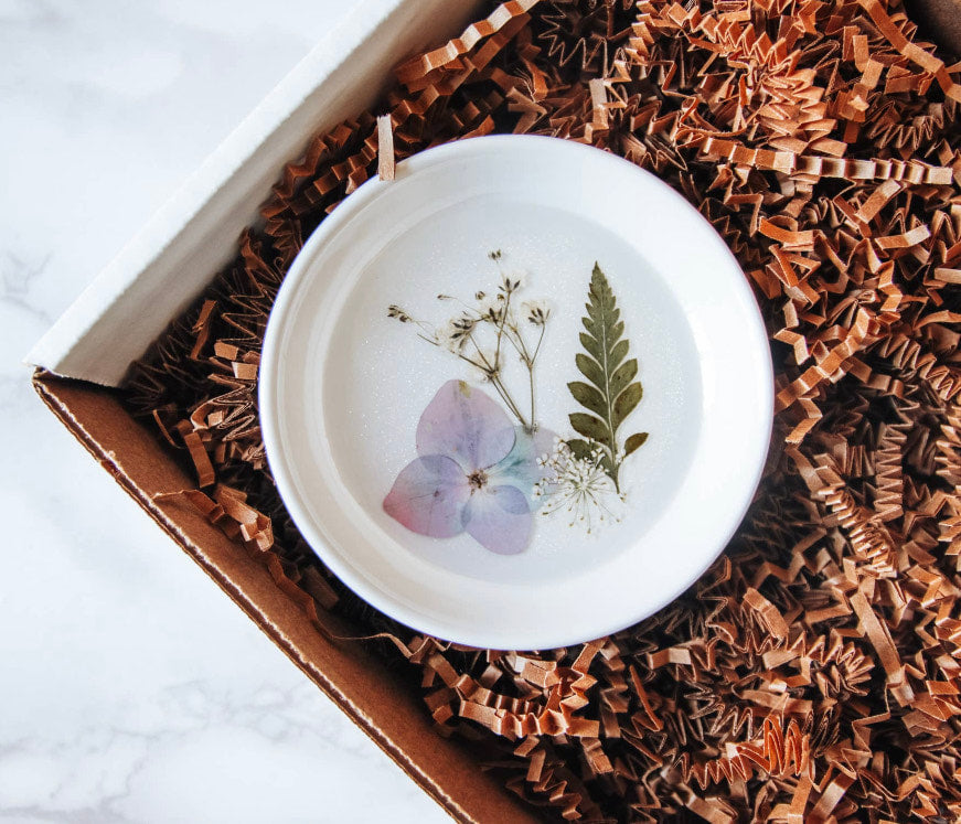 Pressed Flower & Botanical Ceramic Trinket Dish