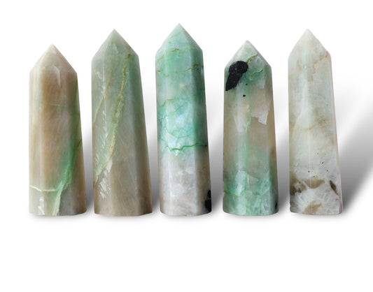Green Moon Stone Crystal Tower
