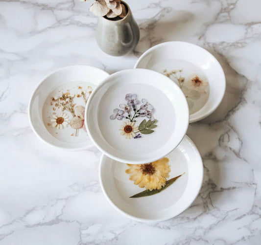 Pressed Flower & Botanical Ceramic Trinket Dish