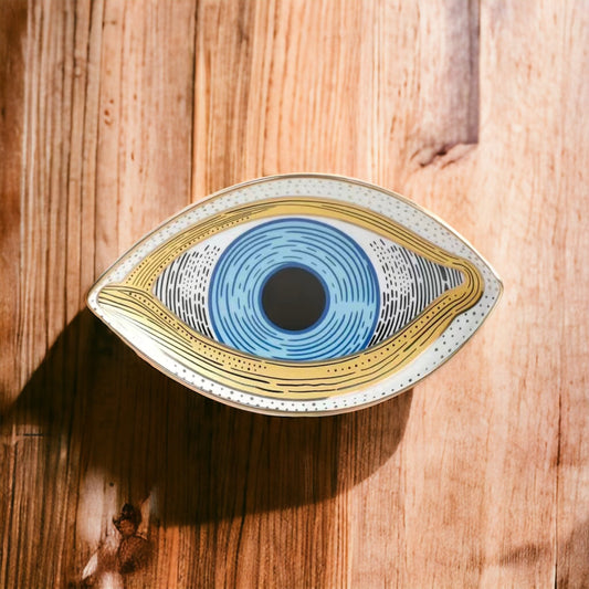 Eye Blue Gold Trinket Dish Tray