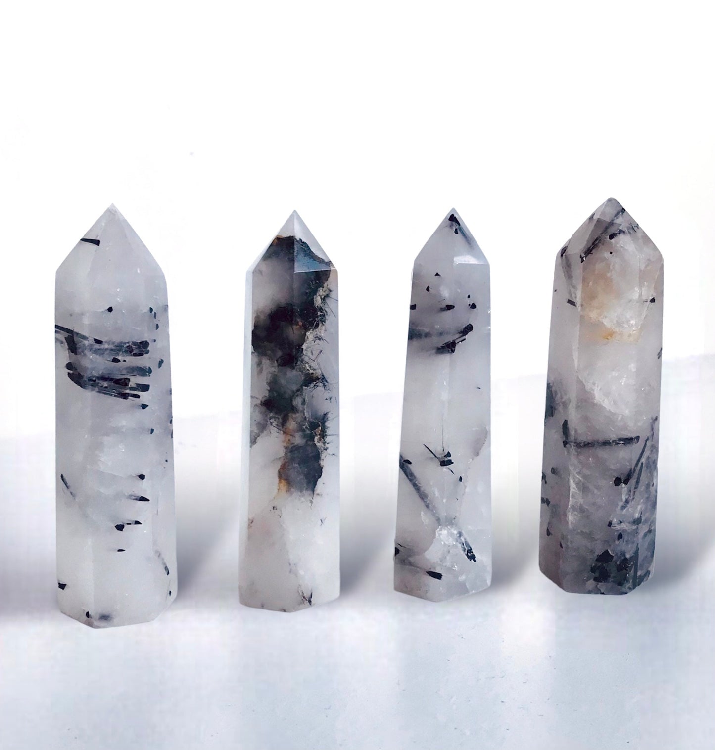 Hair Tourmaline Quartz Crystal Tower