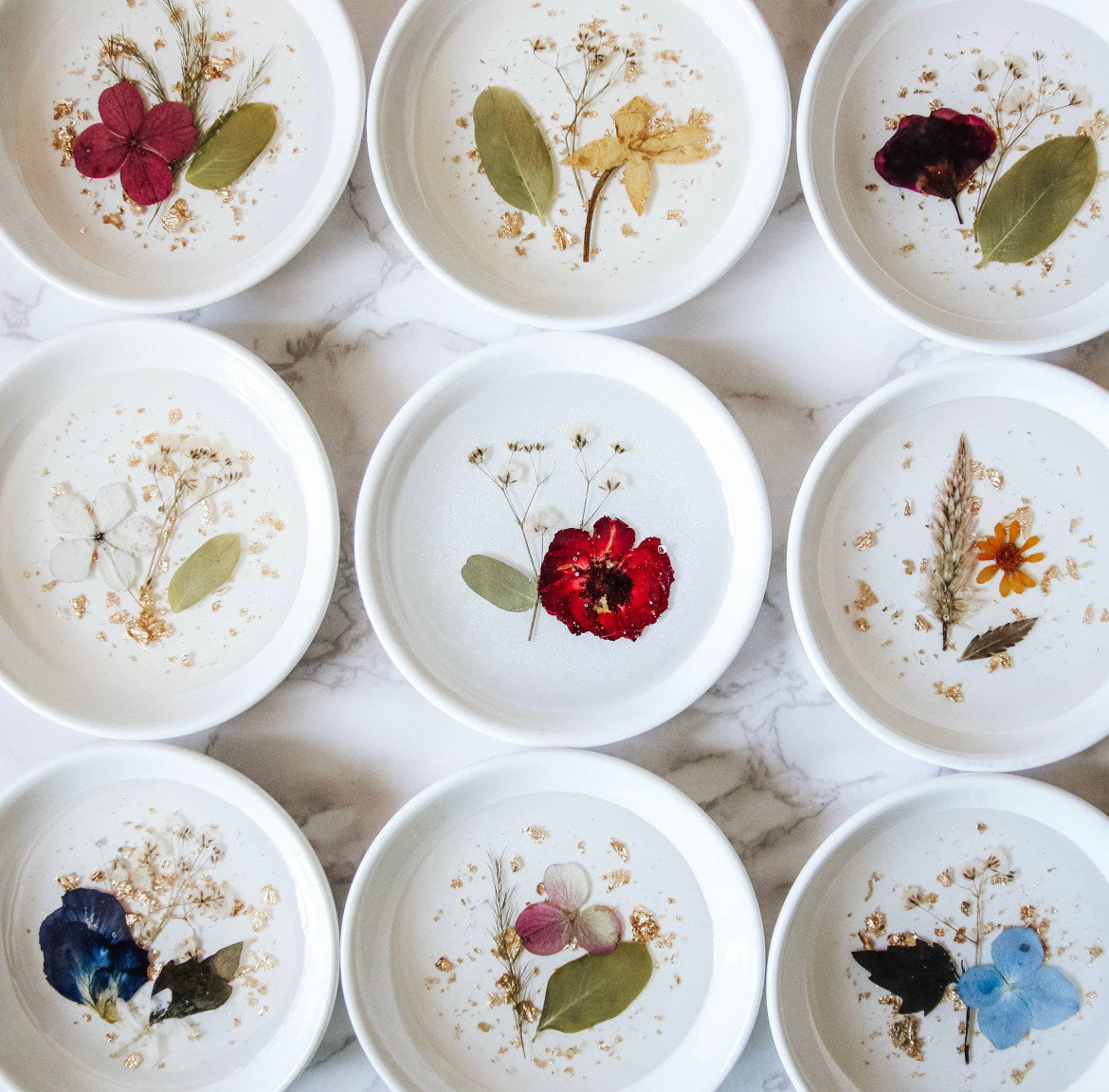 Pressed Flower & Botanical Ceramic Trinket Dish