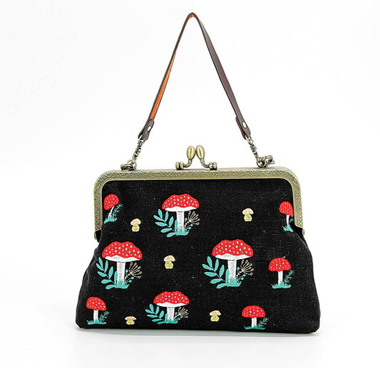 Mushroom Kisslock Embroidery Bag